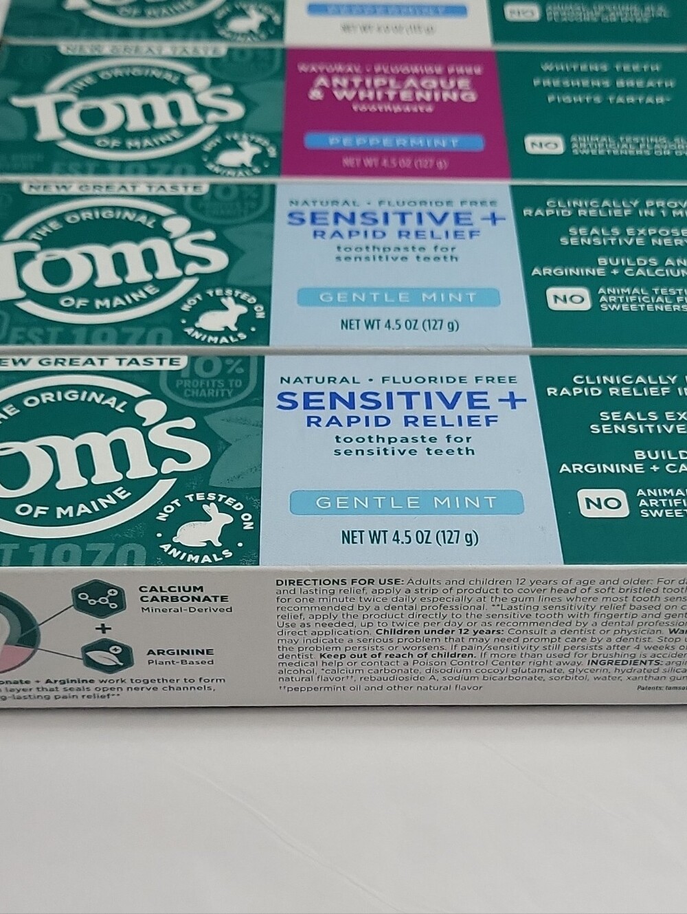 Tom's of Maine Toothpaste Lot Sensitive+ Rapid Relief Mint + Peppermint - Picture 7 of 10